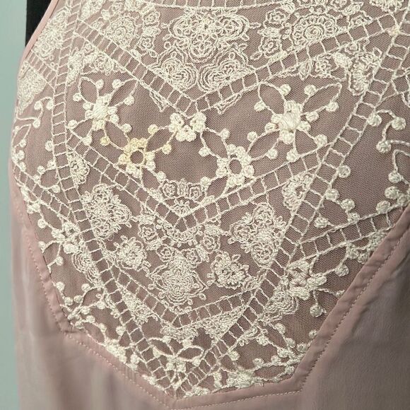 American Eagle Outfitters Pink Lace Front Sheer Tank - Picture 2 of 9